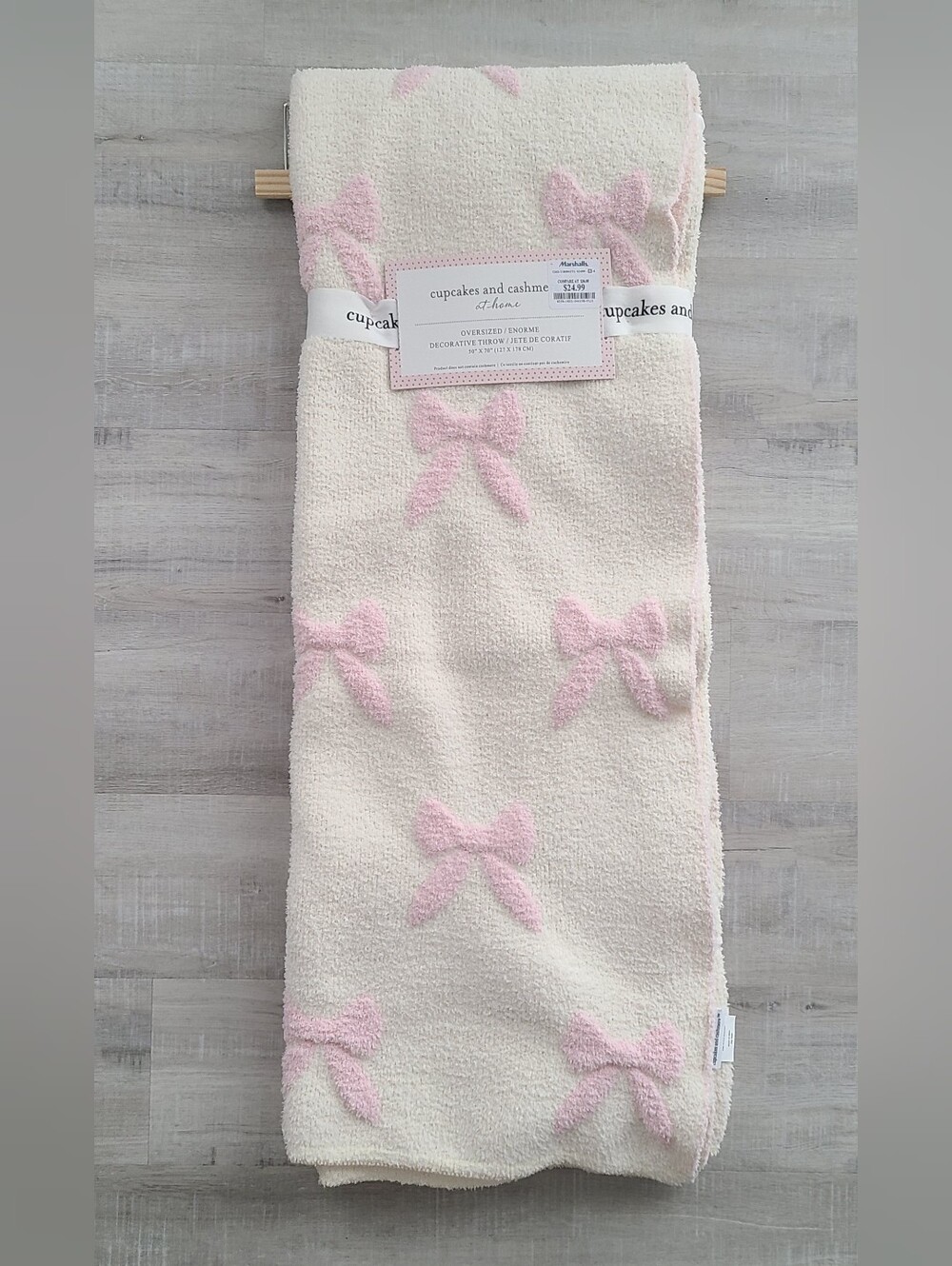Cupcakes and Cashmere Pink Bow Throw Blanket